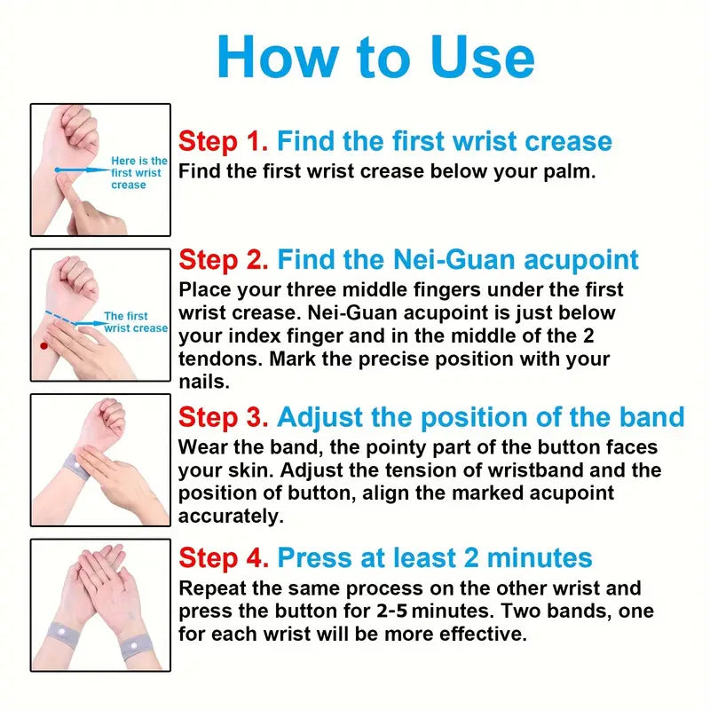 Premium Motion Sickness Wristband One Pair - Instant Relief from Nausea & Dizziness