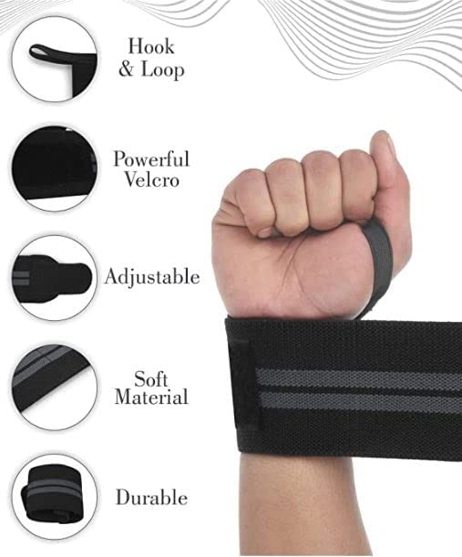 Knee Wrap & Wrist Band Combo – Adjustable Support for Gym, Fitness, Sports & Injury Recovery