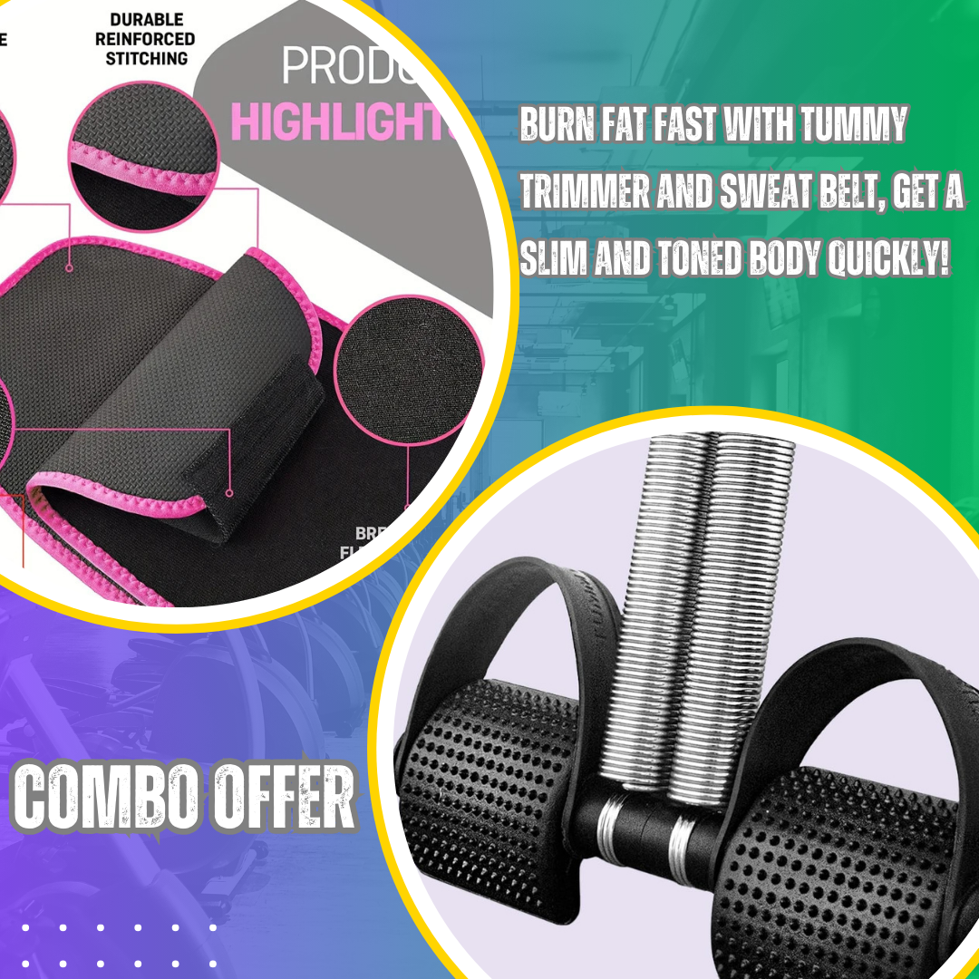 Tummy Trimmer with Sweat Belt for Men & Women – Fat Burning, Waist Slimming & Body Shaping Combo