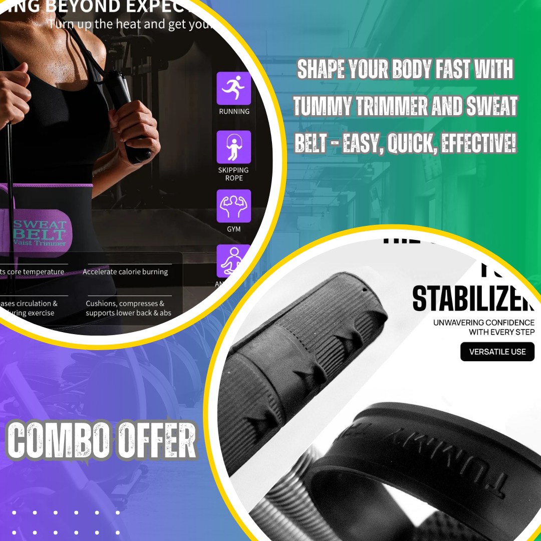 Tummy Trimmer with Sweat Belt for Men & Women – Fat Burning, Waist Slimming & Body Shaping Combo