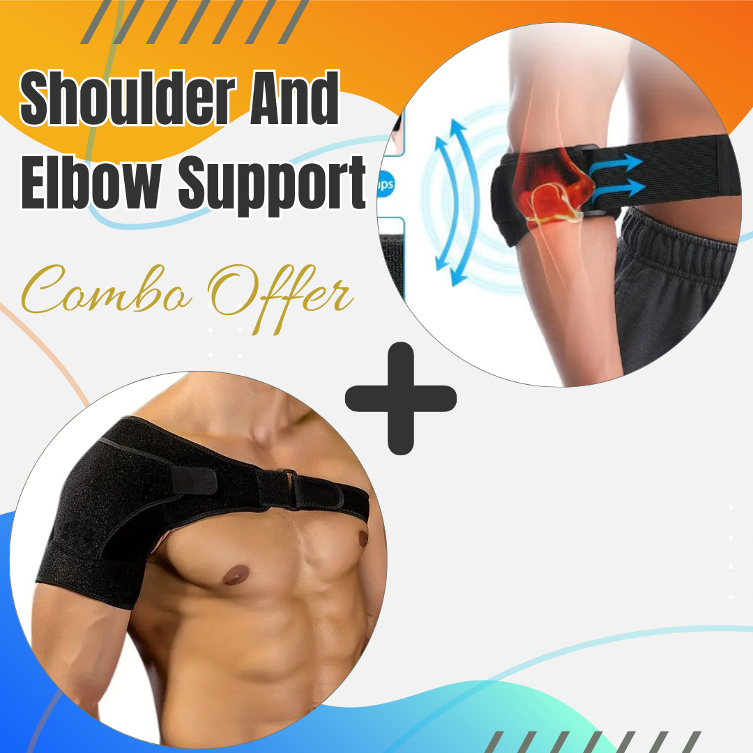 Shoulder & Elbow Support Combo – Adjustable Compression Sleeve for Pain Relief, Injury Recovery & Sports – Breathable & Unisex Brace