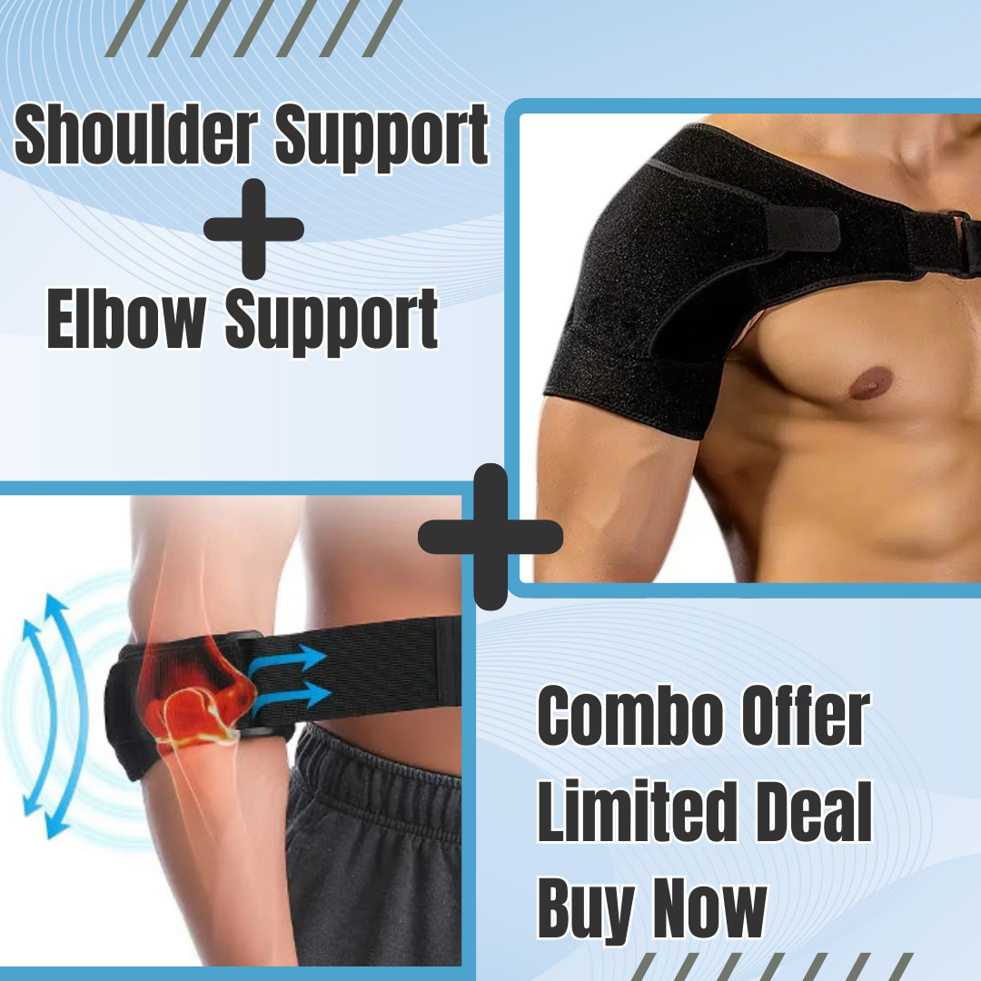 Shoulder & Elbow Support Combo – Adjustable Compression Sleeve for Pain Relief, Injury Recovery & Sports – Breathable & Unisex Brace