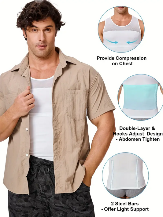 Men's Solid Compression Flexvest – Slim Fit Body Shaper for Workout & Daily Wear