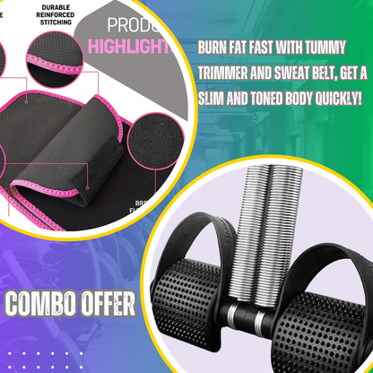 Tummy Trimmer with Sweat Belt – Fat Burning & Waist Slimming Combo
