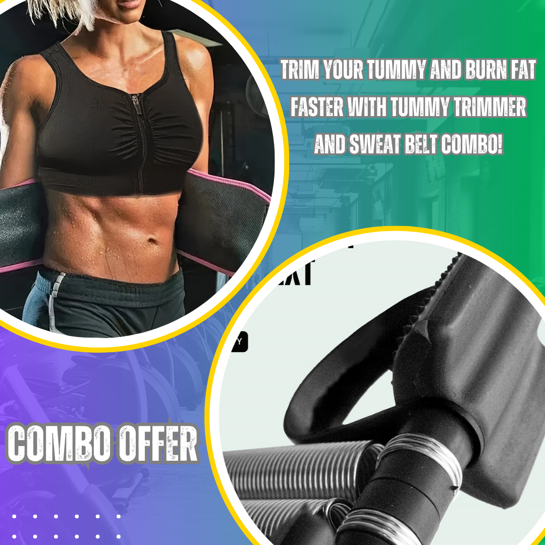 Tummy Trimmer with Sweat Belt for Men & Women – Fat Burning, Waist Slimming & Body Shaping Combo
